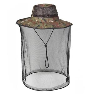Camouflage Outdoor Mosquito Protection Hat With Mesh Veil Breathable Sunshade Bucket Hat For Fishing Beekeeping Hiking