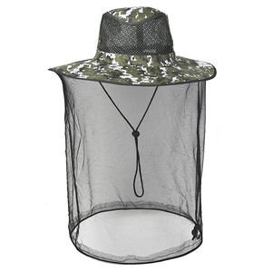 Digital camo outdoor mesh hat for beekeeping and fishing with adjustable face protection