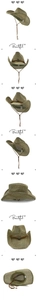 Detailansichten des Cowboy-Strohhuts mit Webstruktur und verstellbaren Windseil-Details