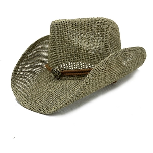 Herren Cowboy Strohhut mit Webband und Metallschnalle für Strand und Outdoor-Reisen