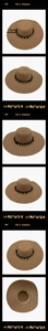 Detail eines 13cm breiten Strohhuts mit dekorativer schwarzer Bommelborte für Damen