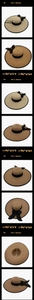 Detailed view of women's straw sun hat with 13.5cm wide brim and black ribbon bow