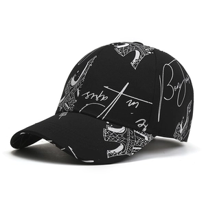 Fashion Eiffel Tower Paris Graffiti Baseball Cap For Men Women Heart Pattern Cotton Polyester Sunshade Adjustable Hip Hop Hat