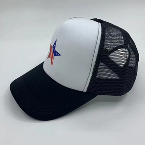 Detail of breathable mesh and patriotic star print on this stylish baseball cap