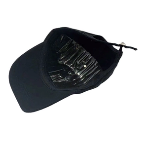 Classic black cotton baseball cap with adjustable strap and inner support structure