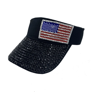 Women's Rhinestone Visor Hat Patriotic USA Flag Sun Protection Cotton Polyester Empty Top Baseball Cap Outdoor Fashion Headwear