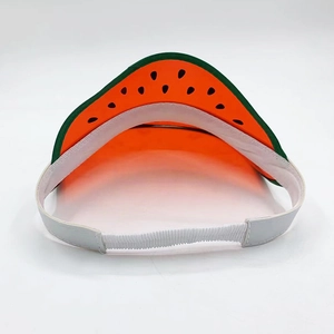 Creative watermelon PVC sun visor with orange translucent brim and green trim