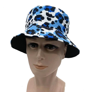 Chapeau bob d'été pour femme avec imprimé léopard bleu et noir, protection solaire