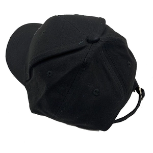 Classic black cotton twill baseball cap with adjustable metal buckle and six-panel structure