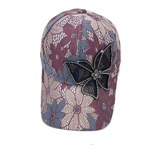 Chapeau de soleil d'été en dentelle pour femmes avec strass en mesh et broderie papillon
