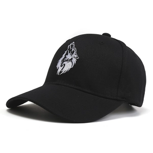Wolf Head Embroidery Baseball Cap Cotton Adjustable Strapback Hat For Men Women Outdoor Sun Protection Hip Hop Punk Streetwear Dad Hat