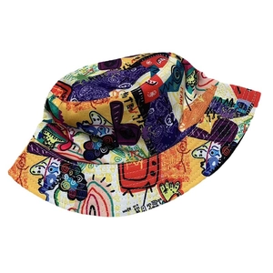 Cappello alla pescatora unisex reversibile con stampa graffiti colorata e stile street
