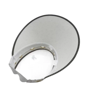 Women stylish light gray sun visor hat with polka dot edge and metal vents for UV protection