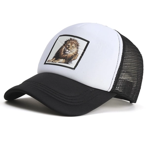Casquette trucker d'extérieur avec patch lion, filet de soleil pour adultes