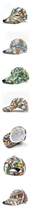 Detalle de gorra de camuflaje de poliéster con banda para el sudor y hebilla metálica ajustable