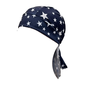 Dunkelblaue Radsport-Bandana-Piratenmütze mit weißem Sterndruck und verstellbarem Band