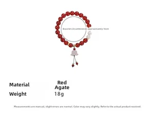 Détail du bracelet en agate rouge avec perles, poids 18g et circonférence 16cm
