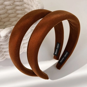 Maillard burnt orange velvet headband set with handmade label for elegant autumn style