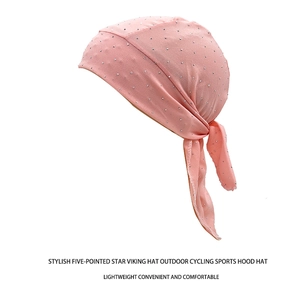 Pink rhinestone studded viking bandana hat for women's outdoor yoga and sports