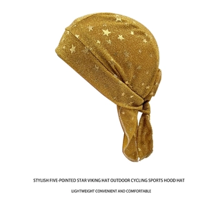 Golden pirate headwrap with star pattern for outdoor sports and cycling fashion