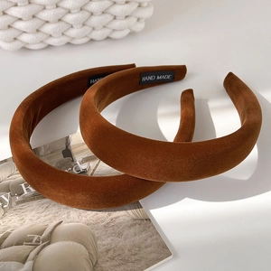 Maillard pumpkin orange velvet headband with thick sponge for high cranial top hairstyle