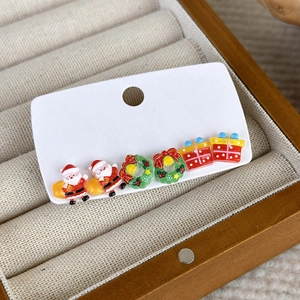 Ensemble de 6 boucles d'oreilles de Noël avec Père Noël, couronne et boîte cadeau