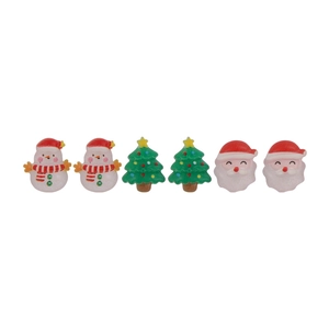 Lot de 6 boucles d'oreilles de Noël avec bonhomme de neige et sapin festif