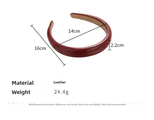 Spécifications de taille du serre-tête vintage en similicuir rouge avec dimensions
