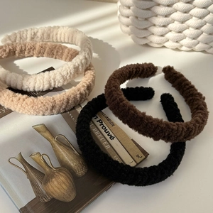 Serre-têtes en peluche épaisse aux tons marron, kaki et crème pour automne et hiver
