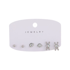 Lot de 6 boucles d'oreilles lapin en argent avec pierre de lune et cristaux brillants
