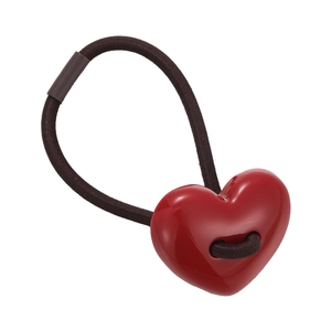 Elastico per capelli a cuore rosso lucido con fascia elastica marrone per ragazze