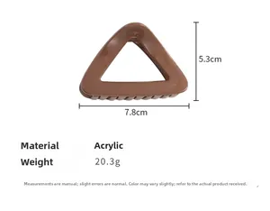 Spécifications détaillées de la taille de la pince à cheveux triangle en acrylique
