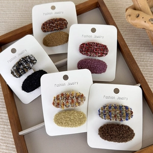 Lot de barrettes à cheveux d'hiver pour filles en tweed à carreaux et peluche douce