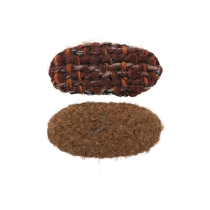 Ensemble de barrettes à cheveux ovales en laine écossaise et fausse fourrure brune