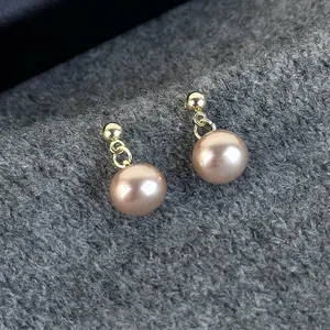 Vintage Champagne Faux Artificial Pearl Dangle Earrings Elegant Gold Alloy Ball Stud Earrings For Women Daily Dating Jewelry Accessories