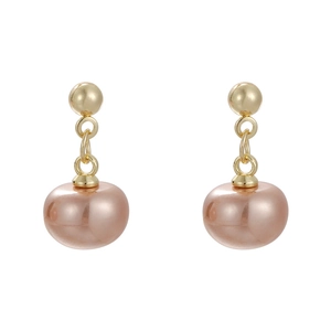 Elegant vintage champagne pearl drop earrings with minimalist golden studs for women