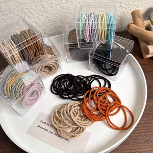 Caramel tone high elasticity hair ties set in a transparent storage box for women