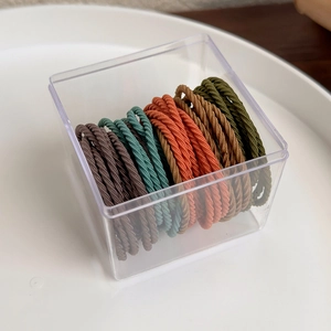 Multi-color high elastic hair ties in a clear acrylic box for stylish hair styling
