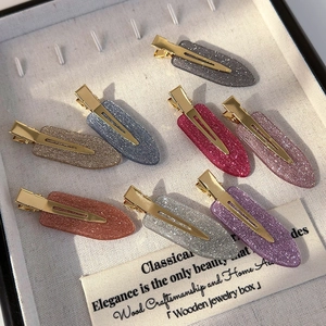 Sparkly glitter seamless duckbill hair clips set in seven elegant diverse colors
