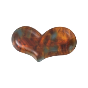 French style heart acetate hair clip with marble amber texture and golden lettering