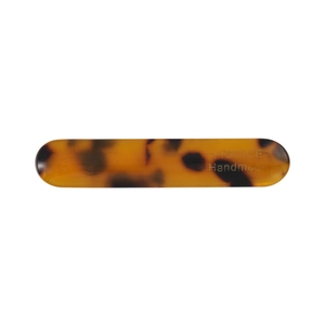 French style tortoise shell acetate hair clip with gold label and handmade lettering