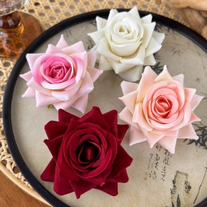 Simulation Rose Flower Hair Clip Vintage Red Fabric Floral Hairpin For Women Wedding Photography Headwear Accessories