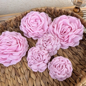 Pink chiffon rose hair claw clip with elegant fabric flower design for women