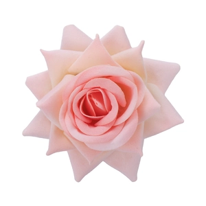 Elegant blooming pink rose hair clip accessory with layered petals for vintage style