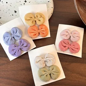 Pinces à Cheveux Nœud en Tissu Style Coréen pour Filles Barrettes Ruban Doux Faites à la Main Accessoires de Coiffure