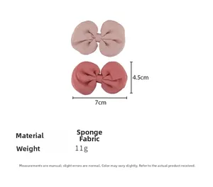 Dimensions détaillées des pinces à cheveux nœuds roses en tissu éponge doux