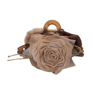 Vintage fabric rose hair claw clip in champagne gradient with amber resin grip