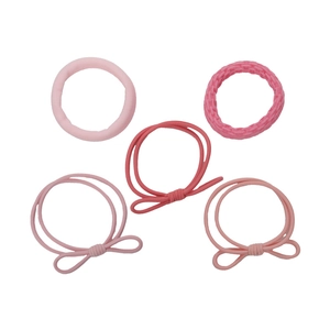Set da 5 elastici per capelli rosa sfumati con fiocco e scrunchies in spugna elastica