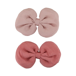 Barrettes à cheveux nœud papillon pour enfants en mousseline rose clair et brique