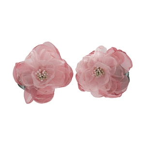 French romantic handmade gradient pink mesh 3D flower earrings for elegant women